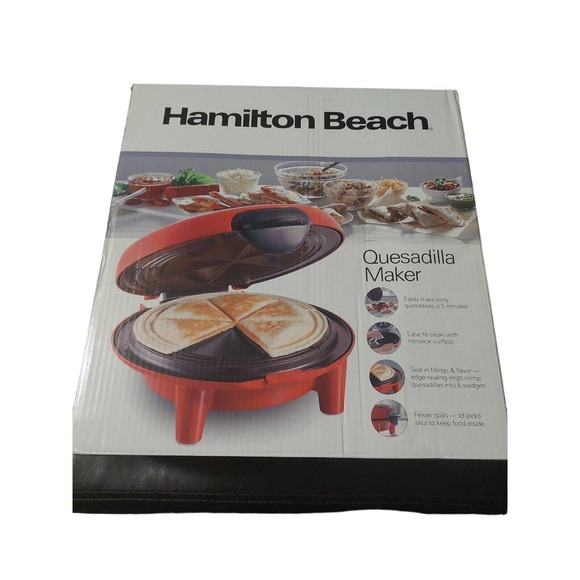 Hamilton Beach Quesadilla Maker, 8" Round, Makes 6 Wedges, Red,***Opened box - Picture 1 of 3